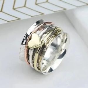 Silver Spinner Heart Ring Fidget Anxiety Stress Relief